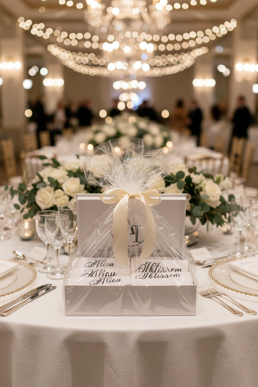 Cadeau de mariage - coffret serviettes dans une boite cadeau