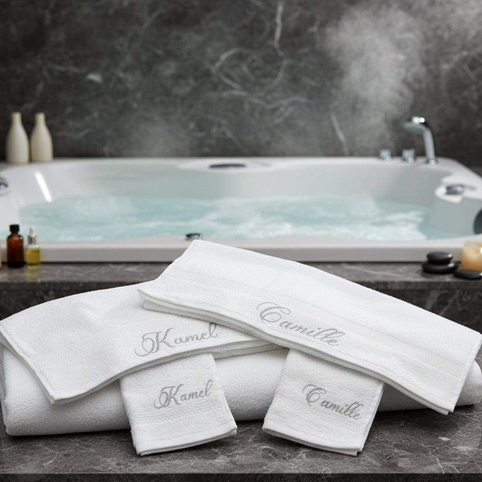 Cadeau de mariage - coffret serviettes dans une boite cadeau