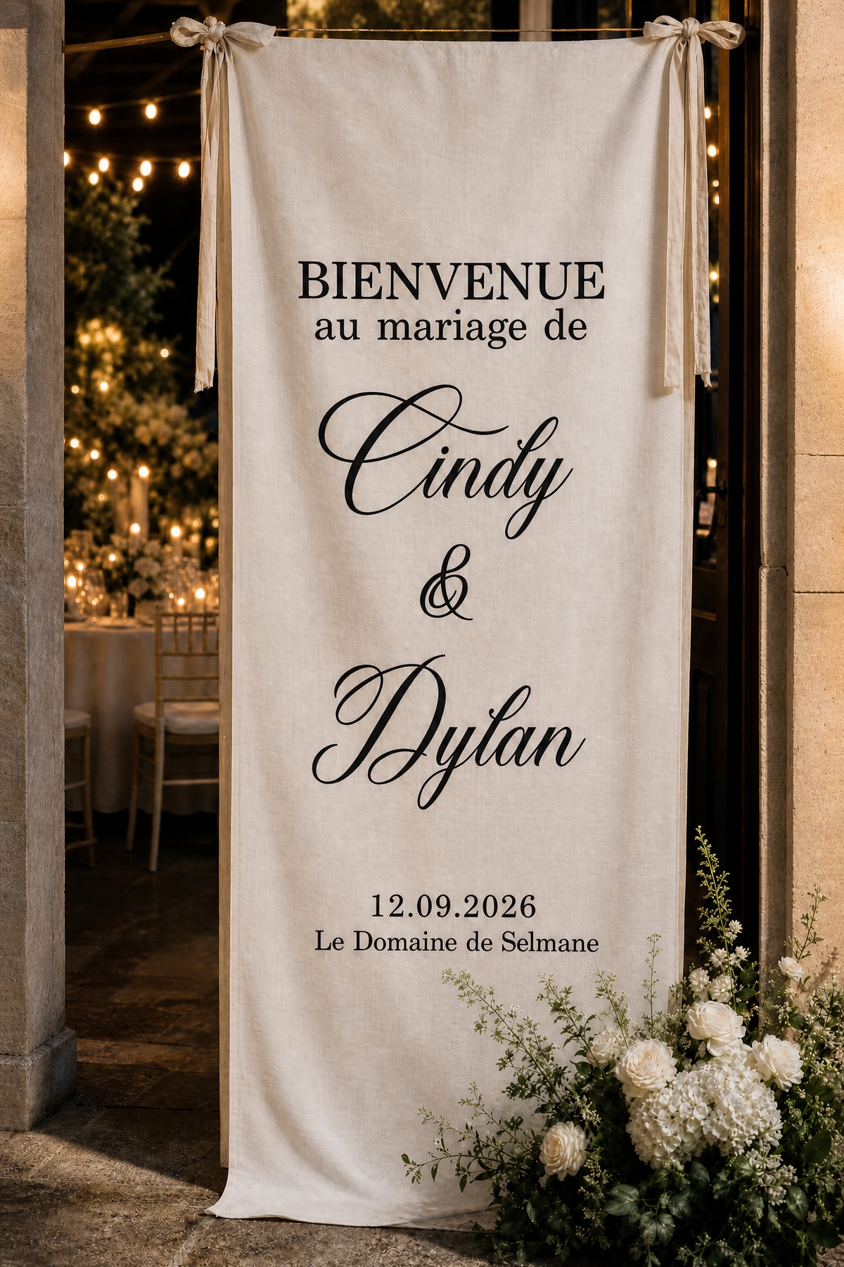 PANNEAU TEXTILE PERSONNALISÉ – BIENVENUE & ÉVÉNEMENTS