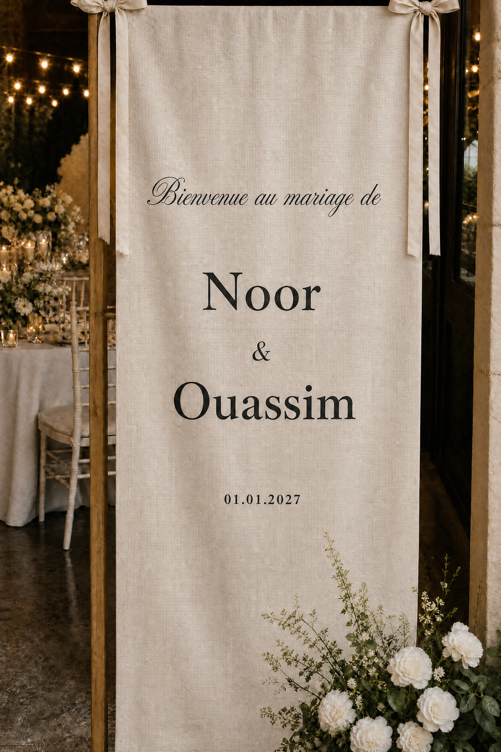 PANNEAU TEXTILE PERSONNALISÉ – BIENVENUE & ÉVÉNEMENTS